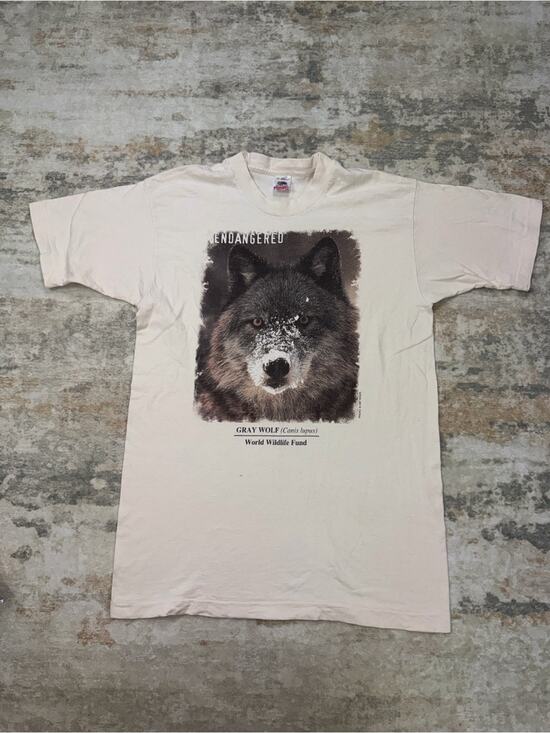 Fruit of the Loom Other - Vintage 90s World Wildlife Fund Gray Wolf T Shirt Large Single Stitch USA